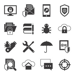 digital data protection icon set vector