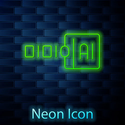 glowing neon line binary code icon isolated vector image