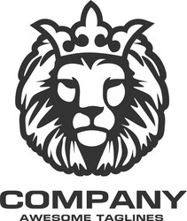 Lion with Royal Crown Emblem Vector Image