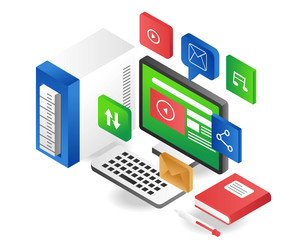 desktop computer data application vector image