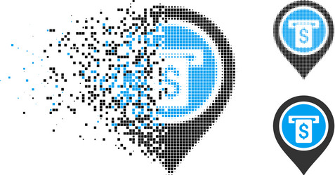 Destructed pixelated halftone atm terminal pointer vector