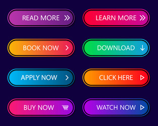 Neon Glow Buttons - Web Action vector image