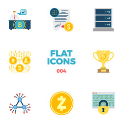 Cryptocurrency and blockchain flat icons vector