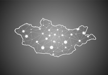 wireframe mesh polygonal mongolia map abstract vector image