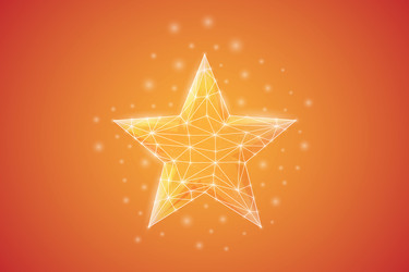 Star low poly symbol with white connected dots 3d vector