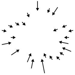 arrows pointing inward radial radiating vector