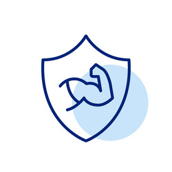 bicep curl on shield security and strong vector image