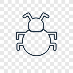 Bug concept linear icon isolated on transparent vector