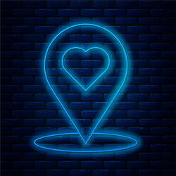 glowing neon line map pointer with heart icon vector image