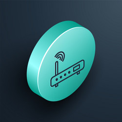 isometric line router and wi-fi signal icon vector image