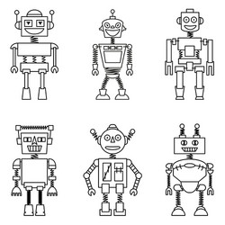 retro smart robots set vector