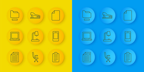 set line file document laptop table lamp to list vector image