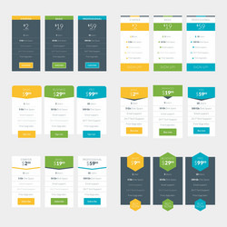 Set of pricing table design templates for websites vector