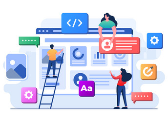 developers building creating website user vector image