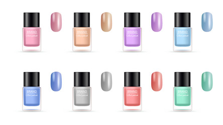 nail polish collection palette for manicure vector