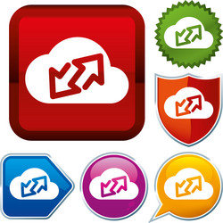 Set shiny icon series on buttons cloud computing vector