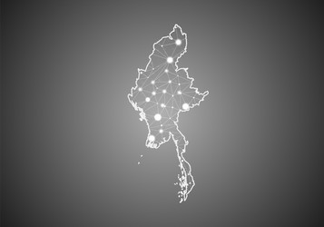 wireframe mesh polygonal myanmar map abstract vector image
