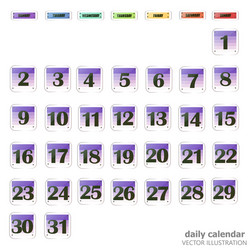 Set buttons with calendar dates for month vector