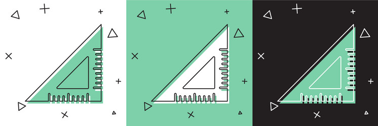 set triangular ruler icon isolated on white vector image