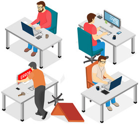 Software developing company team work together vector