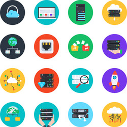 Big data icons in modern flat rounded style vector