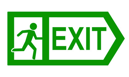 Green exit sign for emergencies Royalty Free Vector Image