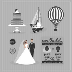 Wedding Elements & Rsvp Set Vector Image