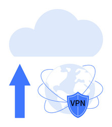 cloud upload with secure vpn network encryption vector image