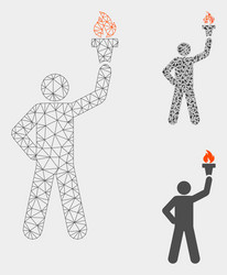 Leader with freedom torch mesh carcass vector