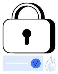 secure lock with authentication element and flame vector image