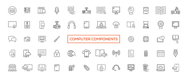 tech device thin lines flat icon solid vector image