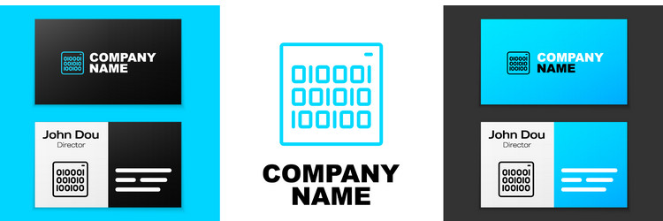 Blue line binary code icon isolated on white vector