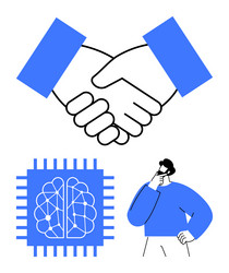 collaboration between artificial intelligence vector image
