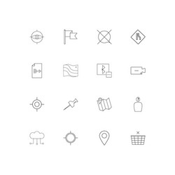 Maps and navigation linear thin icons set vector