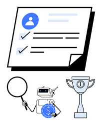 robot analyzing document with checklist vector image