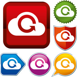 Set shiny icon series on buttons cloud computing vector