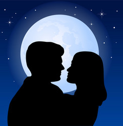 Couple and the moon vector