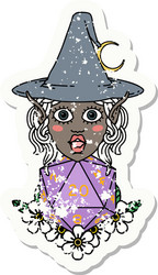 elf mage character with natural twenty dice roll vector image