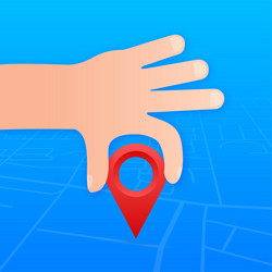 map pointer in hand on white background vactor vector