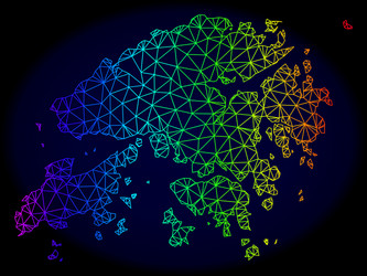 Polygonal 2d spectrum mesh map of hong kong vector