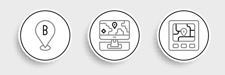 set line gps device with map location and monitor vector image