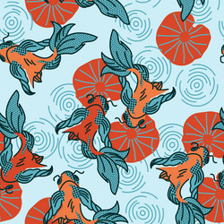 stylish seamless pattern with koi carp print vector image