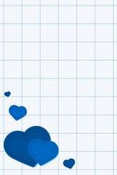 blue heart corner border grid pattern background vector