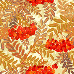 Seamless pattern rowanberries background vector