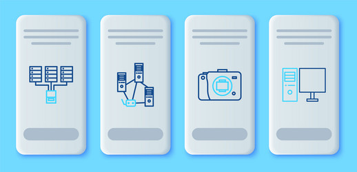 set line computer network mirrorless camera vector image