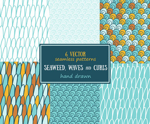 set of sea seamless patterns tiling for abstract vector image