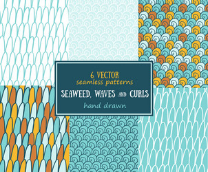 Set of sea seamless patterns tiling for abstract vector