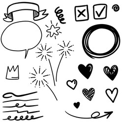 hand drawn set doodle elements for concept design vector