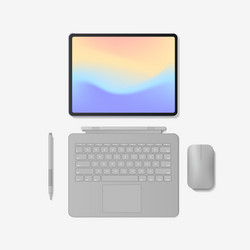 modern tablet computer with keyboard mouse pen vector image