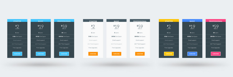 pricing table design template for websites vector image